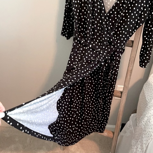 A New Day Black and White Polka Dot Wrap Dress - Picture 4 of 8